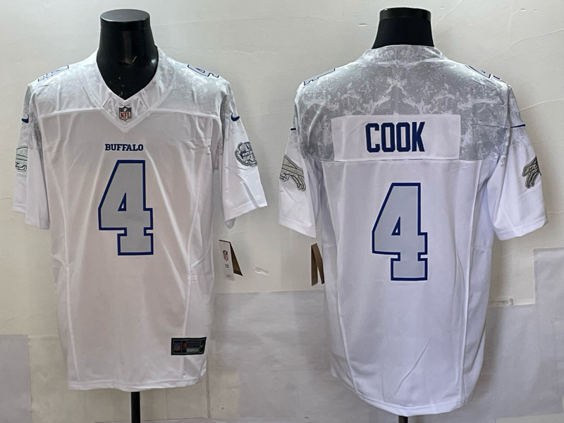 Men Buffalo Bills 4 Cook Nike White 2025 Rivalries Collection Limited NFL Jersey 001